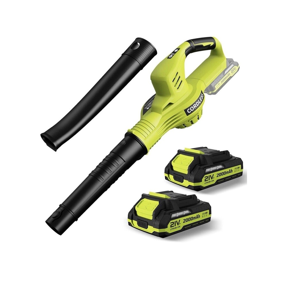 LAZYBOI Lightweight Cordless Leaf Blower 2, 21 V Batteries 2 Extensions 2 Speeds